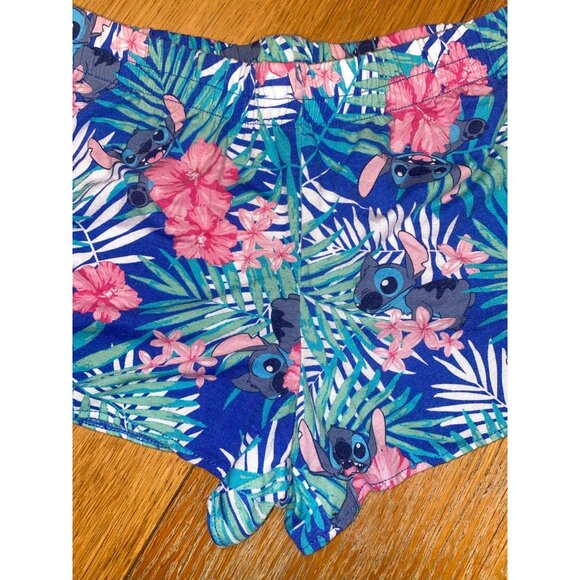 Disney Lilo & Stitch Womens Tropical Print Shorts With Knot Tie Detail - Picture 2 of 3